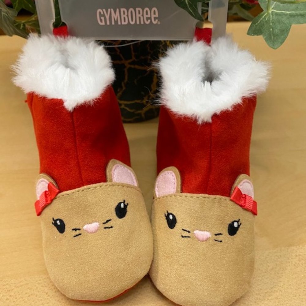 NWT Gymboree Baby Fur Lined Mouse Slippers - Size 04 - HOW ADORABLE!